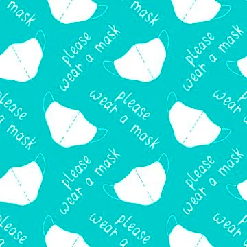 Seamless vector pattern isolated. Please wear medical face mask - simple illu Stock Illustration