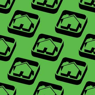 Seamless vector pattern with isometric house signs in a square frame Stock Illustration