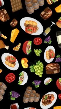 Seamless Vector Pattern of Italian Cuisine and Wine Elements Stock Illustration