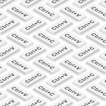 Seamless vector pattern of keyboard key Ctrl+C. Symbol of copy, technology,.. Illustrazione stock
