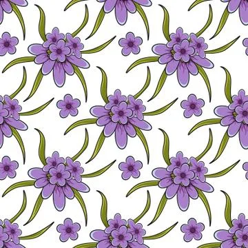 Seamless vector pattern with lavender flowers. Stock Illustration