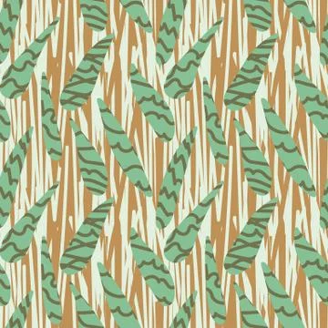Seamless vector pattern with leaf shapes and abstract lines texture 스톡 일러스트