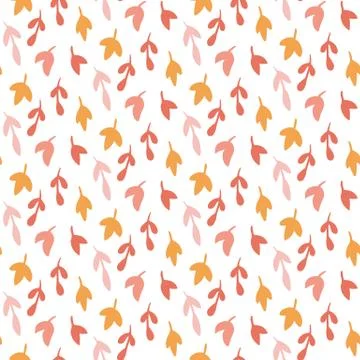 Seamless vector pattern with leaves and branch. Stock Illustration