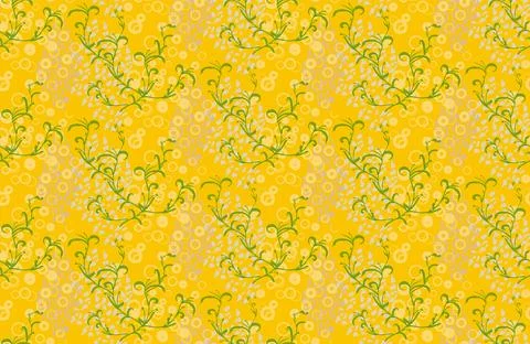 Seamless vector pattern of leaves, circles and spots for textiles, postcard.. Stock Illustration