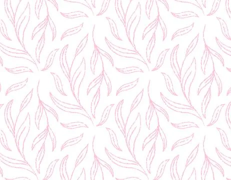 Seamless vector pattern of leaves, line flowers on a transparent background.. Illustrazione stock