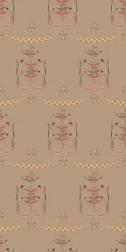 Seamless vector pattern with leaves, wavy lines for postcards, textiles, webs Stock Illustration