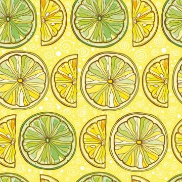Seamless vector pattern with lemon and lime Stock Illustration