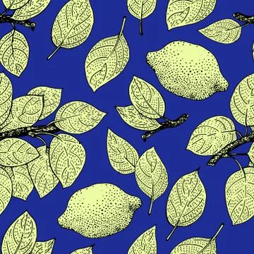 Seamless vector Pattern with Lemon Leaves Illustrazione stock