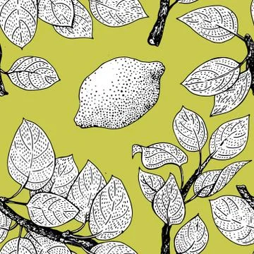 Seamless vector Pattern with Lemon Leaves Stock Illustration