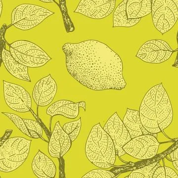 Seamless vector Pattern with Lemon Leaves Stock Illustration
