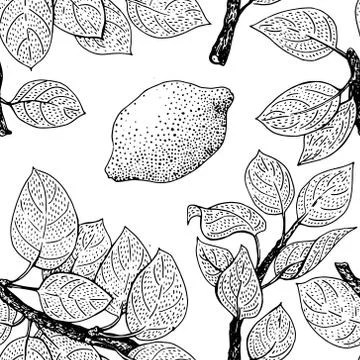 Seamless vector Pattern with Lemon Leaves Stock Illustration