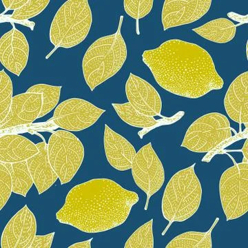 Seamless vector Pattern with Lemon Leaves Stock Illustration