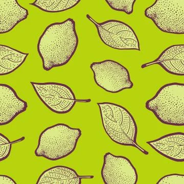 Seamless vector Pattern with Lemon Leaves Stock Illustration