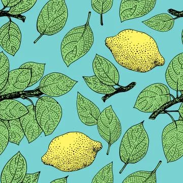Seamless vector Pattern with Lemon Leaves Stock Illustration