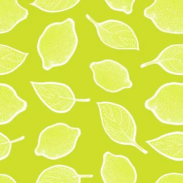 Seamless vector Pattern with Lemon Leaves Stock Illustration