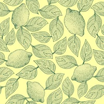 Seamless vector Pattern with Lemon Leaves Stock Illustration