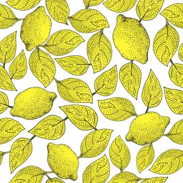Seamless vector Pattern with Lemon Leaves Stock Illustration