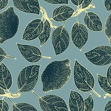 Seamless vector Pattern with Lemon Leaves Stock Illustration