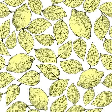 Seamless vector Pattern with Lemon Leaves Stock Illustration