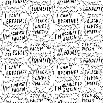 Seamless vector pattern with lettering handwritten on theme of antiracism, pr 库存插图