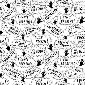 Seamless vector pattern with lettering handwritten on theme of antiracism, pr 库存插图