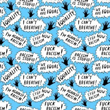 Seamless vector pattern with lettering handwritten on theme of antiracism, pr 库存插图