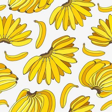Seamless vector pattern of the ligaments yellow bananas Stock Illustration