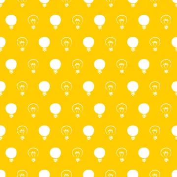 Seamless vector pattern with light bulbs on yellow background Stock Illustration