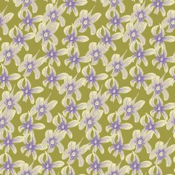 Seamless vector pattern with light orchid flower heads Stock Illustration