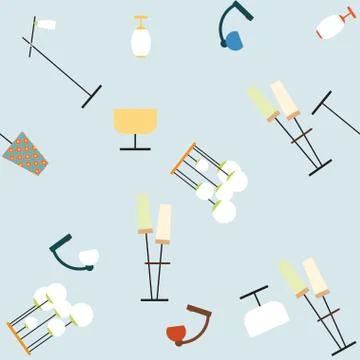 Seamless vector pattern of the lighting elements 70's. Stock Illustration