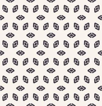 Seamless vector pattern. Linocut flower diamond shapes. Repeating geometrical Stock Illustration
