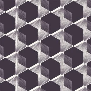 Seamless vector pattern. Linocut hexagonal quilt shapes. Repeating geometrical 스톡 일러스트