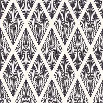 Seamless vector pattern. Linocut striped diamond shapes. Repeating geometrical Stock Illustration