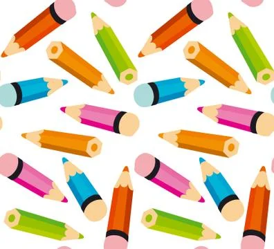 Seamless vector pattern with little colorful pencils. Childish repeatable mot 스톡 일러스트