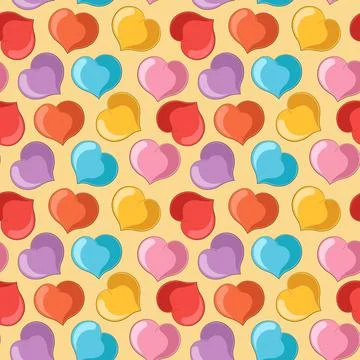Seamless vector pattern with little colors heart Stock Illustration