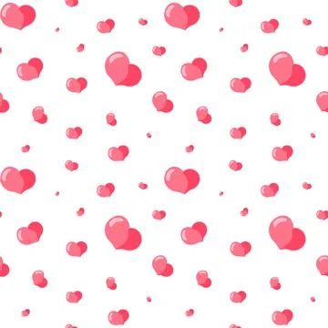Seamless vector pattern with little pink heart on white background Stock Illustration