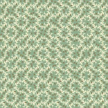 Seamless vector pattern with long branch with leaves and flowers Stock Illustration