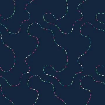 Seamless vector pattern with long dashed lines on dark navy blue background Stock Illustration