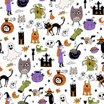 Seamless vector pattern, magic hand drawn doodle. Mystical holiday pattern. イラスト素材