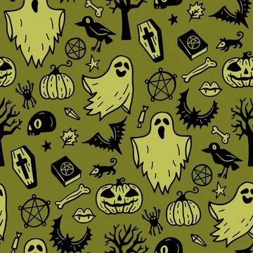 Seamless vector pattern, magic hand drawn doodle. Mystical holiday pattern. イラスト素材