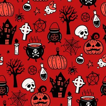 Seamless vector pattern, magic hand drawn doodle. Mystical holiday pattern. Stock Illustration