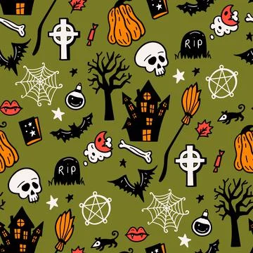 Seamless vector pattern, magic hand drawn doodle. Mystical holiday pattern. 스톡 일러스트