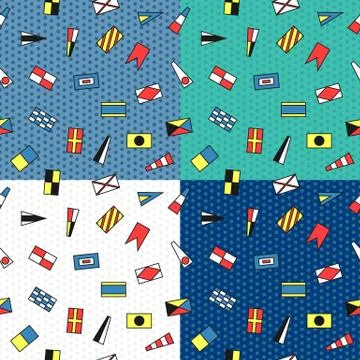 Seamless vector pattern of maritime flags Stock Illustration