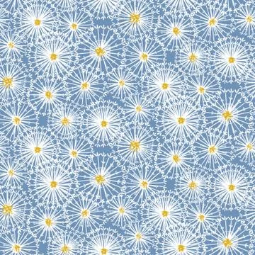 Seamless vector pattern with meadow full of decorative dandelion seedheads Illustrazione stock