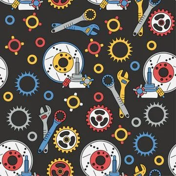 Seamless vector pattern with mechanical components Stock Illustration