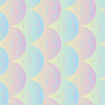 Seamless vector pattern with mermaid tail scales in pastel gradients Stock Illustration