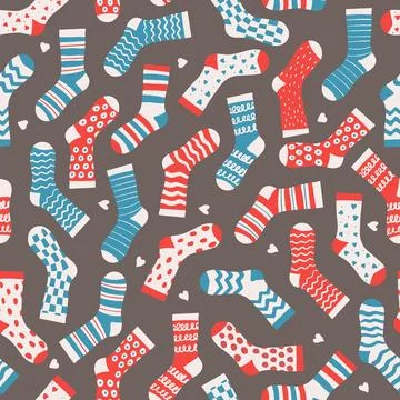 Seamless vector pattern mismatching red and blue socks, textile, scrapbook 스톡 일러스트