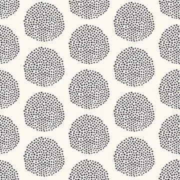 Seamless vector pattern. Modern geometric hand drawn seed circle. Repeating Stock Illustration