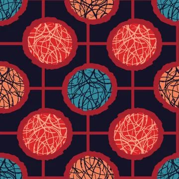 Seamless vector pattern. Modern stylish hand drawn dot grid stripes. Repeating Stock Illustration