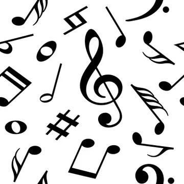 Seamless vector pattern with music notes Stock Illustration